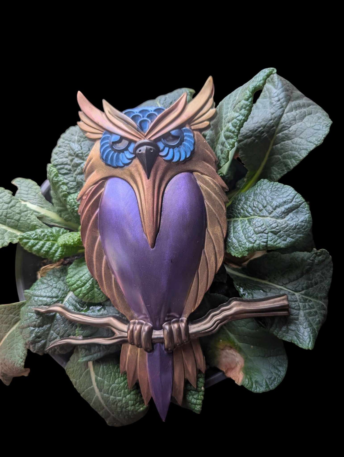 Sculpture murale Hibou Mystique Création artisanale